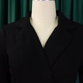 thumbnail image 5 of AURA Womens Pleated A Line Midi Dress Suit Collar Puff Nine Point Sleeves High Waist Sizes S 5XL, 5 of 6