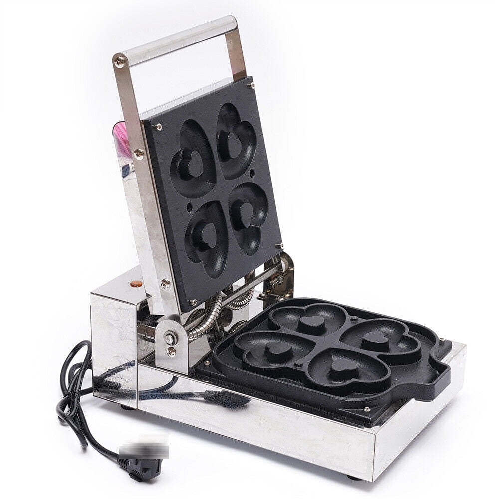 Commercial Donut Waffle Machine Waffle Baker 4 Mini Heart Shaped Doughnut Maker