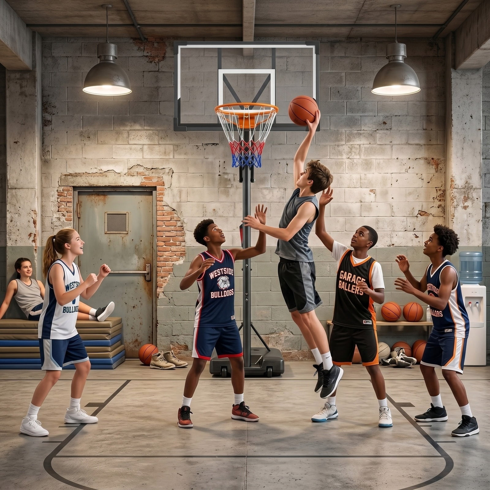 Bexfil Portable Basketball Hoop, 4.0-8.5FT Adjustable Basketball Goal System, 33 Inch Outdoor Basketball Hoop and Goals for Kids, Youth, and Adults in The Backyard, Driveway with PC Backboard