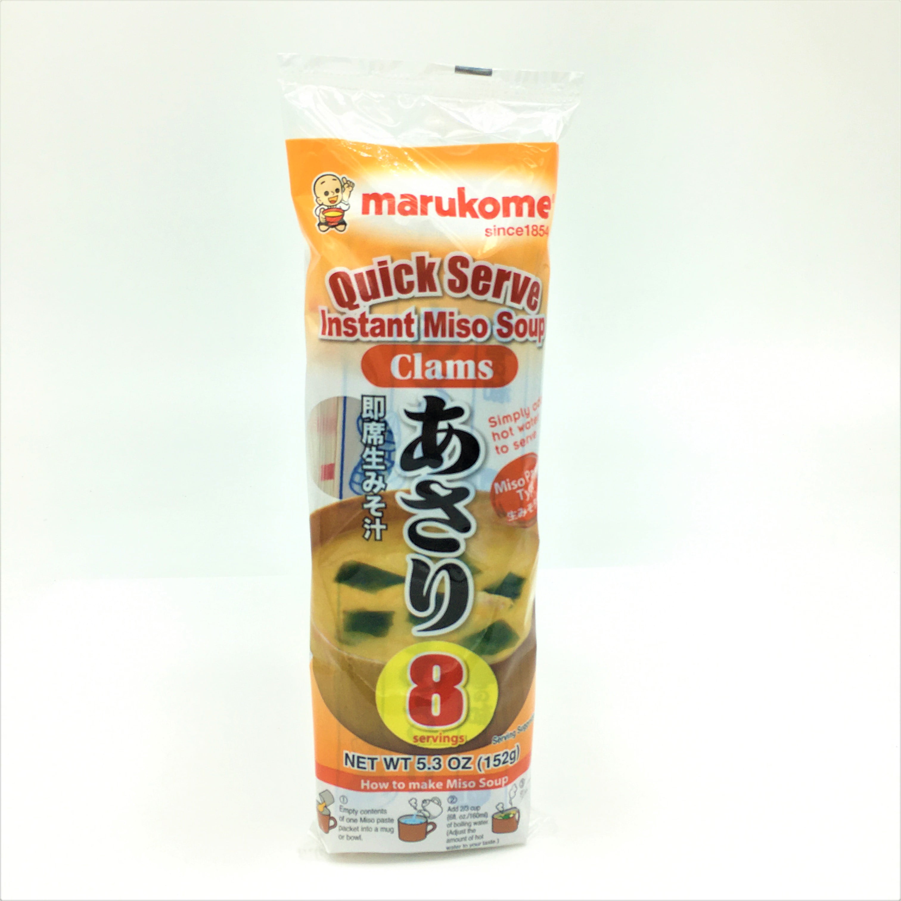 Marukome Quick Serve Instant Miso Soup Clams 8 Servings 152 g