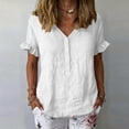 thumbnail image 2 of Rutainlusire Women's V-Neck Ruffle Sleeve Henley Tops Ladies Lightweight Crinkle Gauze Fabric with Decorative Button Detail Tops, 2 of 6