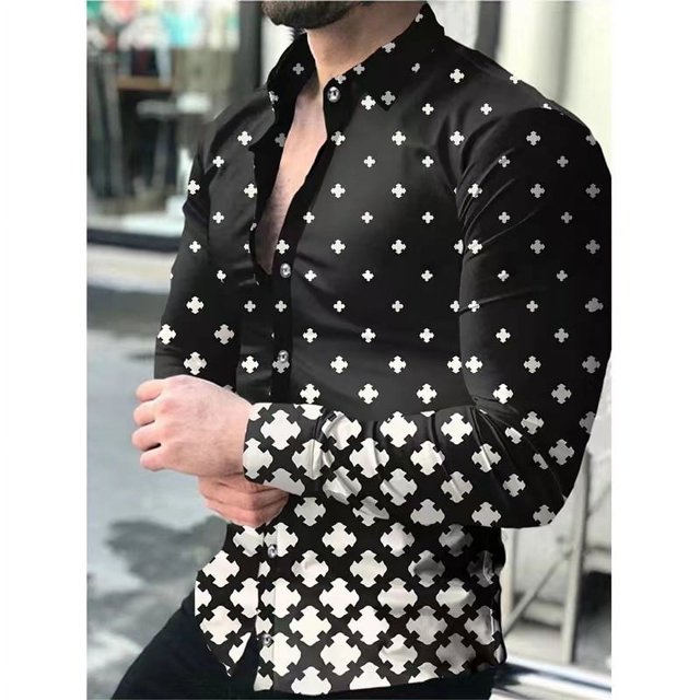 Nueva camisa de moda deportiva para hombre, novedad, solapa, calle, manga larga, botón, ropa, material de alta calidad, suave y cómodo 2024