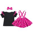 thumbnail image 3 of IBTOM CASTLE Baby Girls Polka Dots Tutu Costume Ruffle Short Sleeve Romper with Dot Strap Dress and Headband Princess 1st Birthday Halloween Christmas Party Dress up, 3 of 8