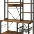 thumbnail image 6 of UBesGoo 6 Tier Baker Rack Kitchen with Power Outlet 10 S-Hooks, Microwave Oven Stand, Rustic Brown, 6 of 10