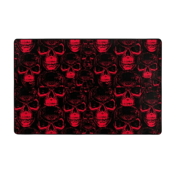 Area Rugs For Living Room Decor - Red Skulls 2 Anti Slip Throw Washable Rugs 3x5 For Bedroom, Soft Indoor Carpet For Bedroom Living Room 60x39In
