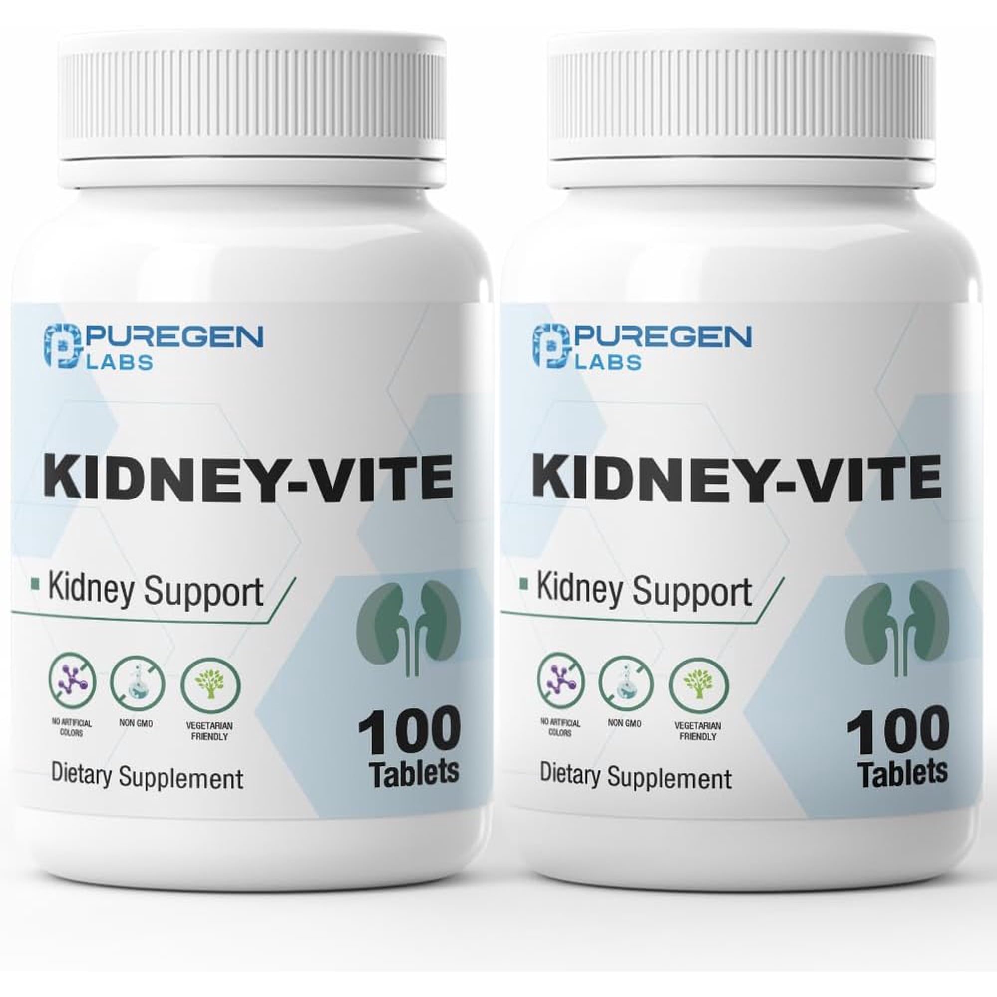 Puregen Labs Kidney-Vite Premier Kidney, Renal Support Supplement - 100 Tablets - 2PK