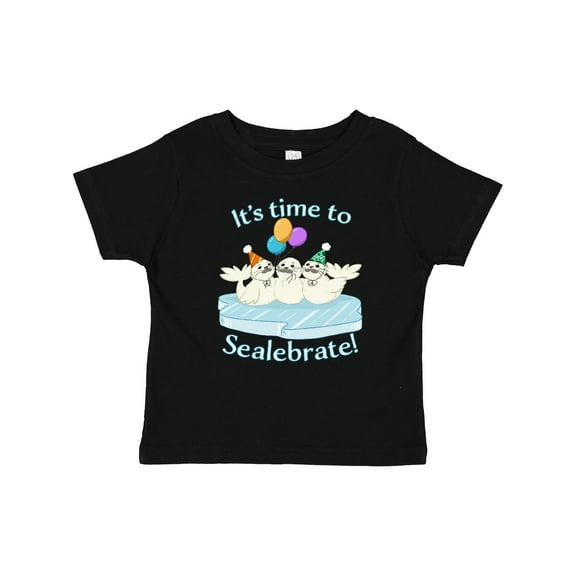 Inktastic It's Time to Sealebrate Seals with Balloons and Party Hats Boys or Girls Baby T-Shirt