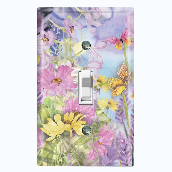 Metal Light Switch Plate Cover Classy Spring Floral Fields Sky Art FLW112