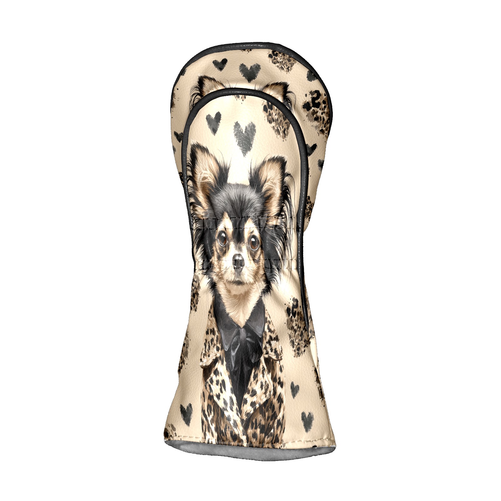 Golf Club Head Cover for Driver, Hybrid, Putter - Premium PU Leather, Waterproof, Scratch-Resistant, Velvet Lining, Unisex Gift (Dog Leopard)