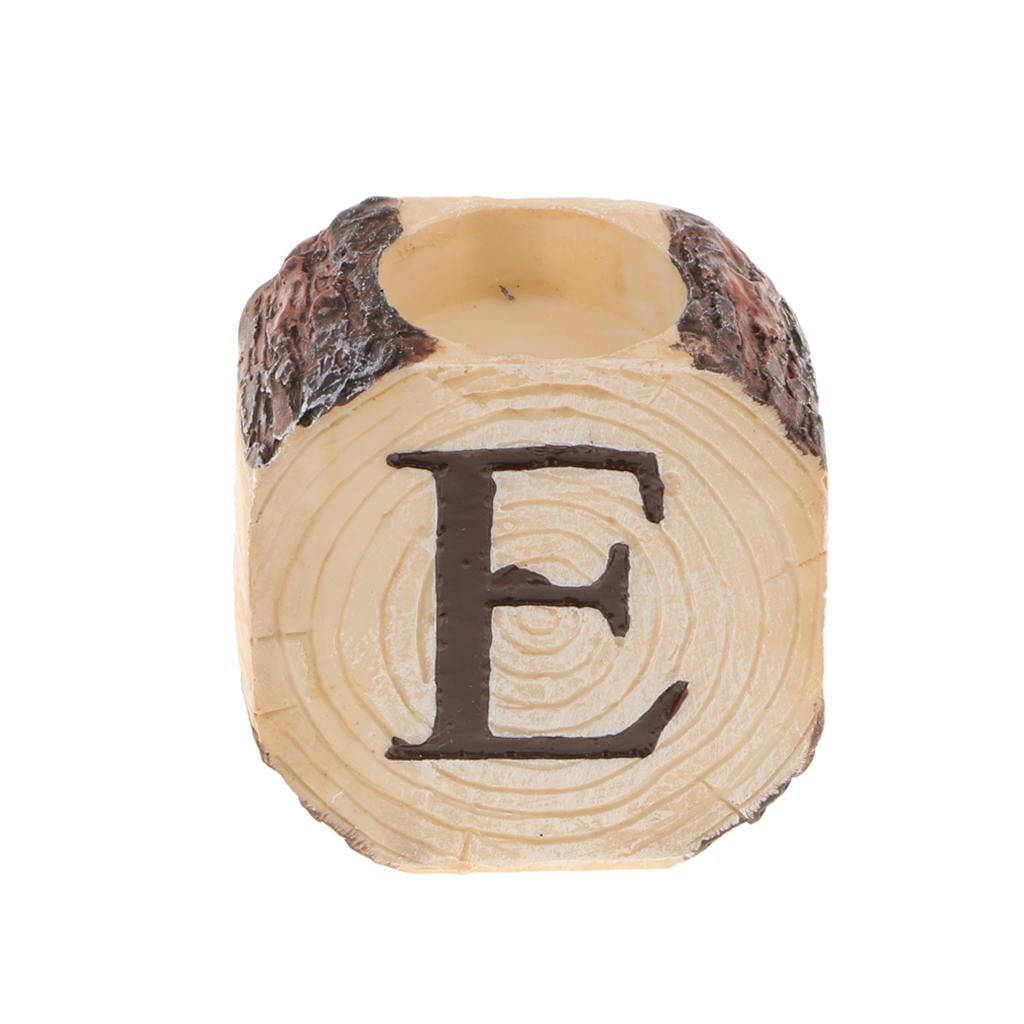 Resin Simulation Wood Block CAPITAL LETTER Candle Holder Wedding Bar Home Décor 