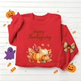 thumbnail image 5 of VKOYWKM Women's Happy Thanksgiving Sweatshirt Funny Letter Pumpkin Print Long Sleeve Crewneck Fall Pullover Tops, 5 of 5