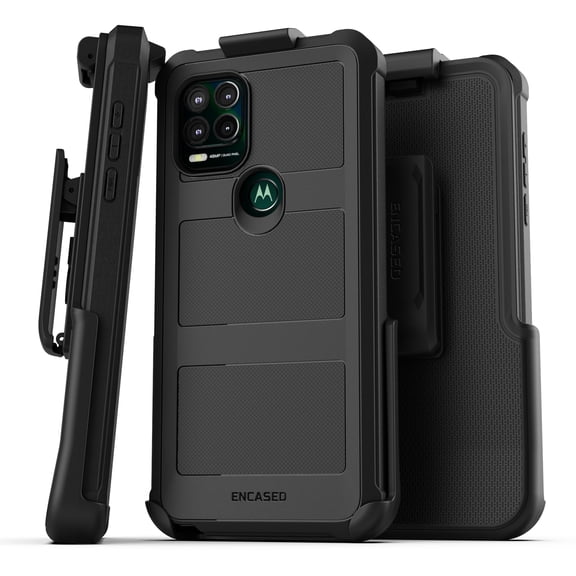 Encased Falcon Designed for Moto G Stylus 5G Belt Clip Case, Protective Phone Case with Holster (Black)