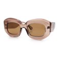 thumbnail image 5 of Womens Mod Thick Beveled Plastic Retro Glamorous Sunglasses All Brown, 5 of 8
