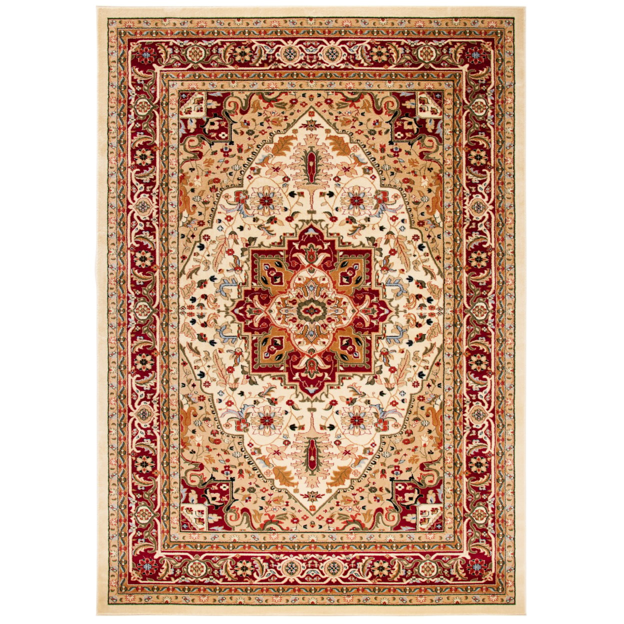 SAFAVIEH Lyndhurst Miranda Traditional Bordered Area Rug, Ivory/Red, 3'3" x 5'3"