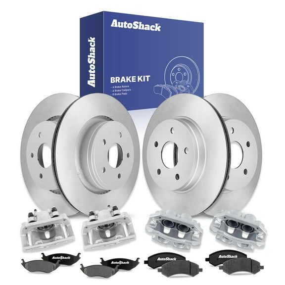 AutoShack Front Vented & Rear Vented Brake Rotors Ceramic Pads Calipers 16-PC Brake Kit Replacement for 2006-2008 Dodge Ram 1500