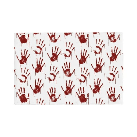 

Table Placemats Set of 4 - Red Bloody Scary Hands2 12x18 In Faux Linen Double Heat Resistant Place Mats Cloth Indoor/Outdoor Placemats Washable Table Mats for Dining Kitchen Party