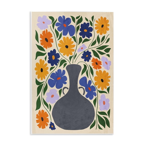 Stupell Industries Eclectic Contemporary Daisies Flower Pot Wall Plaque Art, 13 x 19, by Ziwei Li