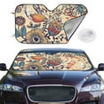 thumbnail image 2 of Fotbe Floral With Birds And Fantasy Flowers Car Windshield Sunshade | Sun Visor Protector Front Window Shade, Keeps Out UV Rays, Keeps Your Vehicle Cool-Medium, 2 of 7