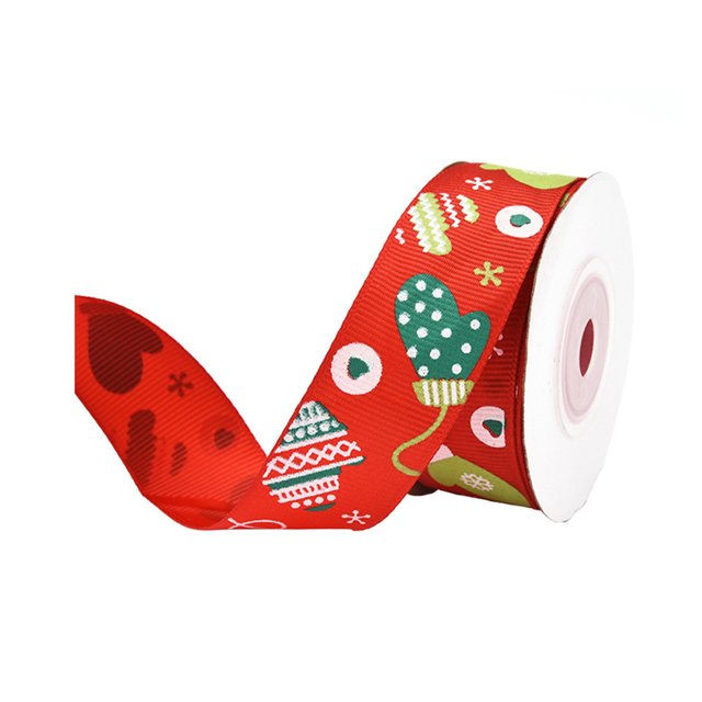 Flmtop 1 Roll Christmas Theme Wrapping Ribbon Snowflake Pattern Polyester Wedding Gift Christmas Ribbon Party Decor