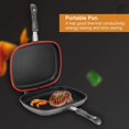 thumbnail image 3 of yeacher Dessini Double-sided Frying Pan, 32cm/12.6in BBQ Grill Pan, Double Side Pressure Cooking Grill Pan, Portable Grill Pot for Home Cooking, Anti‑Burn Handle, Grill Cookware Kitchen Supplies, 3 of 7