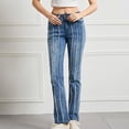 thumbnail image 4 of Sngxgn Womens Mid Waist Bell Bottom Stretchy Flare Jeans Pants(Blue,L), 4 of 8