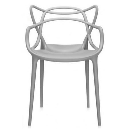2xhome Gray Stackable Contemporary Modern Designer Molded Plastic Chairs Embled With Arms Open Back Armchairs For Kitchen Dining Chair Outdoor