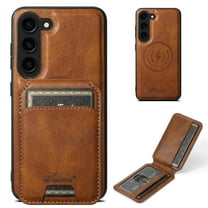 Mantto for Samsung Galaxy S23 Detachable 2-in-1 Case with Card Pocket,Compatible with Magsafe Wireless Charging,Shockproof Premium PU Leather Credit Card Slots Kickstand Phone Case,Brown