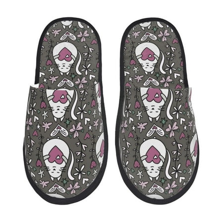 

Slippers for Women Men Abstract Cartoon Cat Heart Flower Warm Womens Mens House Shoes Bedroom Slippers Fuzzy Memory Foam Slippers Winter House Indoor Shoes Aesthetic Dorm Slippers