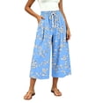 thumbnail image 6 of SwiftWear Women's Capri Pants Wide Leg Loose Casual Summer Beach Pants with Pockets Elastic Drawstring Waist Flowy Palazzo Trousers, 6 of 7