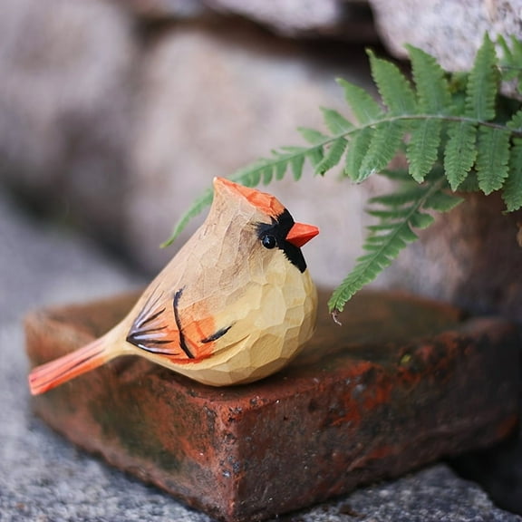 Resin Cardinal Bird Figurines – Cute Red Male & Female Desktop Ornaments, Hand-Painted Mini Art Decor for Home & Office