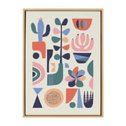 Kate and Laurel Sylvie Mid-Century Succulents Framed Canvas Wall Art By Rachel Lee, 23x33 Natural, Botanical Plant Home Decor