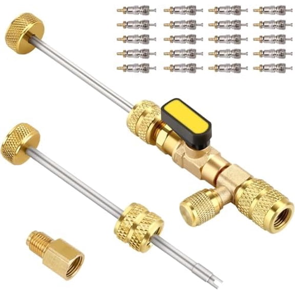 Valve Core Remover/Installer – Dual Size 1/4 & 5/16 Flare Tool for HVAC R32 R410A | Efficient Valve Stem Removal for Air Conditioning Repairs | Perfect for HVAC Professionals