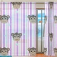 thumbnail image 2 of Coolnut Monkey Faces Stripe Semi Sheer Curtains Window Voile Drapes Panels Treatment-55x78in for Living Room Bedroom Kids Room, 2 Pieces, 2 of 4
