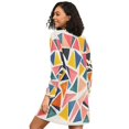 thumbnail image 2 of FORMRS Womens Long Sleeve Nightgowns Crew Neck Sleep Shirt Soft Pajamas Sizes S-3XL, Abstract Triangles, 2 of 8