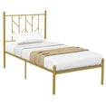 thumbnail image 5 of FONIRRA Twin Size Metal Platform Bed Frame with Headboard Mattress Foundation Sturdy Steel Slat Support No Box Spring Needed, Gold, 5 of 7