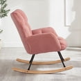 thumbnail image 4 of LUMAMIN Nursery Rocking Chair Teddy,  Teddy Fabric Rocking Chair with Tufted Backrest and Metal Frame, Upholstered Glider Chair for Living Room, Bedroom or Leisure Area, 4 of 12