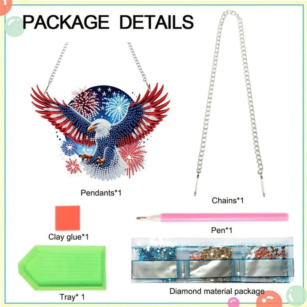 FLOPESN DIY Diamond Art Painting American Independence Day Creative，9.84*9.84in Eagle  Design, Acrylic Material Irregular Shape Home Decoration Pendant