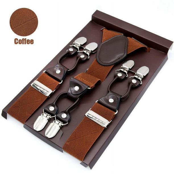 Tirantes para hombre con correa para padrinos de boda en caja con seis clips Tirantes para pantalones para hombre gordo y anciano Tirantes con correa elástica