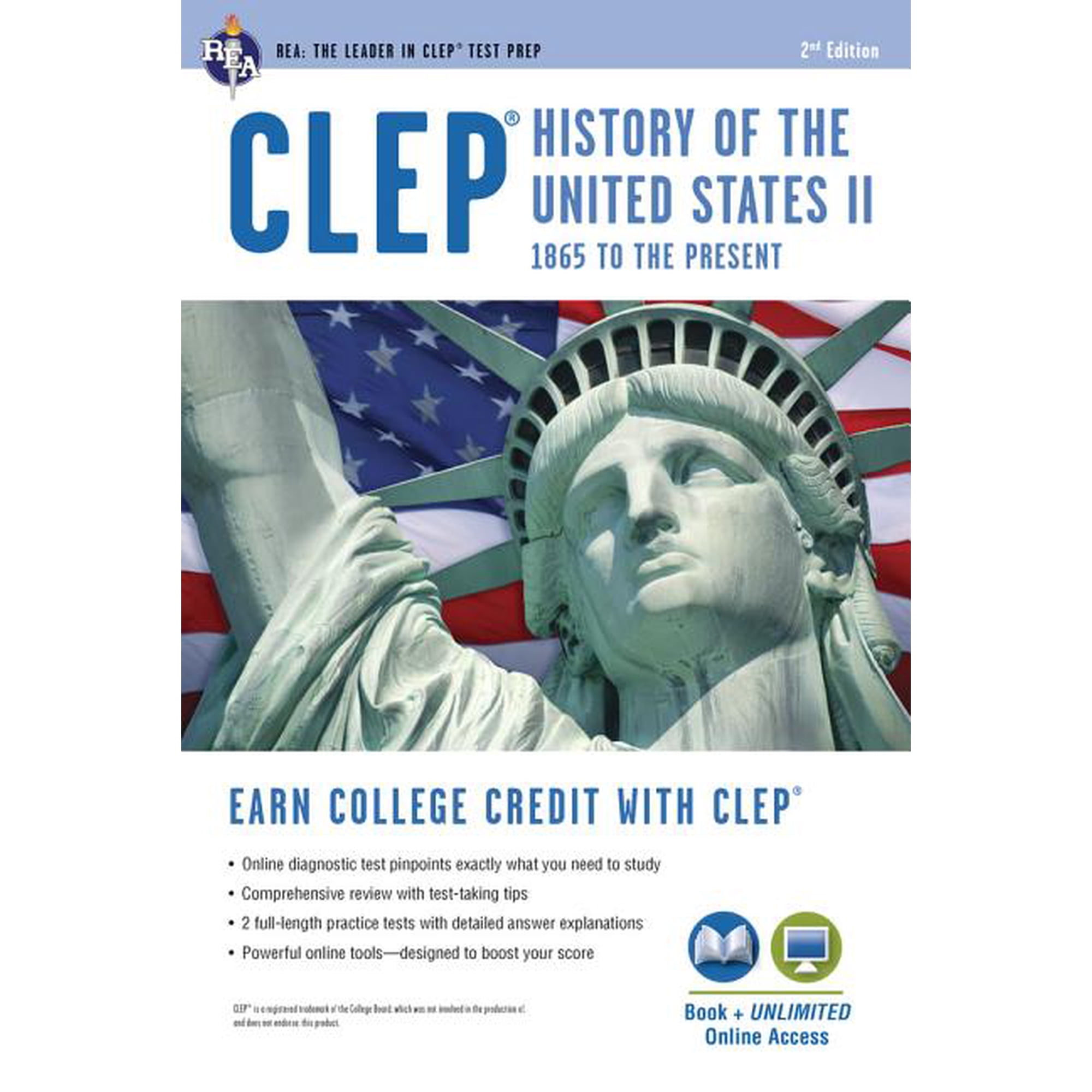 CLEP Test Preparation Clep(r) History of the U.S. II Book + Online, (Paperback)