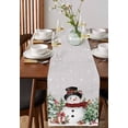 thumbnail image 4 of Gray Snowman Christmas Burlap-Cotton Table Runner 120 Inches Long,Green Xmas Tree Snowflake Farmhouse Table Runners,Outdoor Dining Tablecloths Decor for Baby Shower Party Wedding 13x120, 4 of 9
