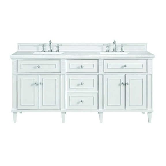James Martin Vanities 72" Double Vanity, Bright White w/ 3 CM Arctic Fall Solid Surface Top