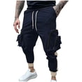 thumbnail image 1 of Jgppe Men's Cargo Pants with Large Zipper Pockets Lightweight Stretch Elastic Waist Drawstring Slim Hiking Pants, 1 of 6