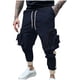 thumbnail image 1 of Puntoco Pantalones elásticos de color sólido con cremallera y múltiples bolsillos para hombre, cintura elástica con cordón para ajustar los pies, 1 of 8