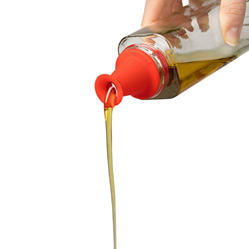 Olive Oil Bottle Dispenser 16 oz Glass Cruet w Interchangeable No-Drip Spout and Silicone Basting Brush 
