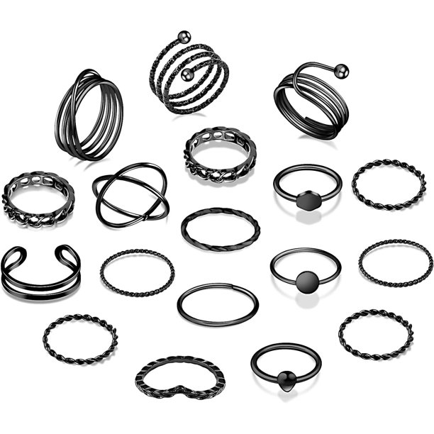 18-31 Piezas Anillos de Nudillos para Mujeres Conjuntos de Anillos Apilables Niñas Anillos de Dedo Articulados Vintage Juego de Anillos de Oro para Mujeres Hombres Anillos de Cristal con Flores Tallad