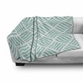 thumbnail image 3 of Aqua Soft Flannel Fleece Blanket, Diagonal Parallel Lines in Different Directions Retro Modern Style Geometrical, Cozy Plush for Indoor and Outdoor Use, 60" x 80", Mint Green White, by Ambesonne, 3 of 6