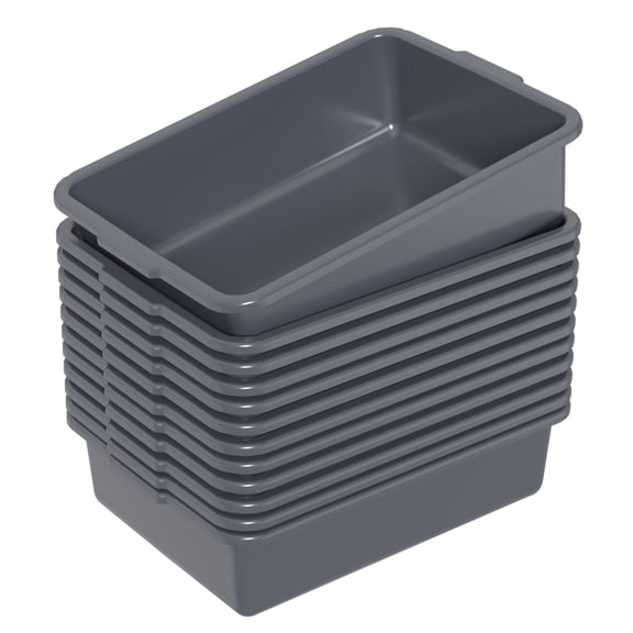 CadineUS 12-Pack 13 Liters Commercial Bus Tubs, Plastic Wash Tubs Bus Trays, Grey