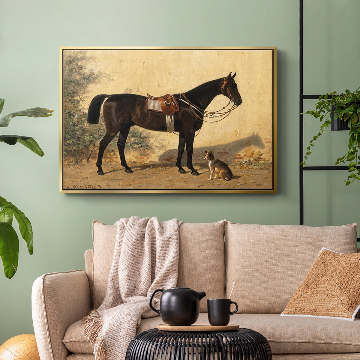 Vintage Animal Print-XLVI By Wexford Home Framed in Gold Wood Gallery Wrapped Canvas 17 in. x 25 in.
