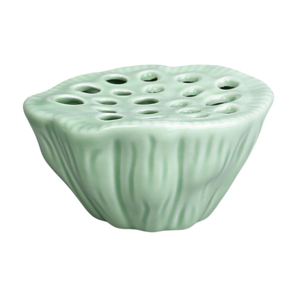 Jarrón con arreglo floral de vaina de loto, maceta de cerámica, adorno decorativo para el hogar, floral Verde oscuro