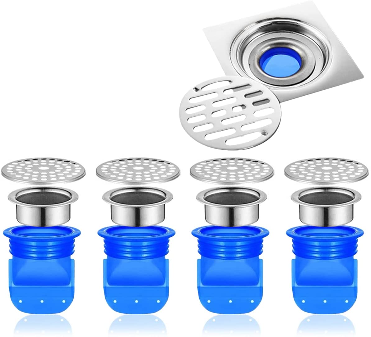 4 pcs floor drain backflow preventer, one way drain valve backflow preventer(Short)